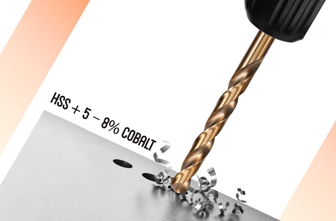 نمایش مته کبالت و کاربرد آن در سوراخ‌کاری فلزات سخت مانند استیل، فولاد آلیاژی و قطعات صنعتی